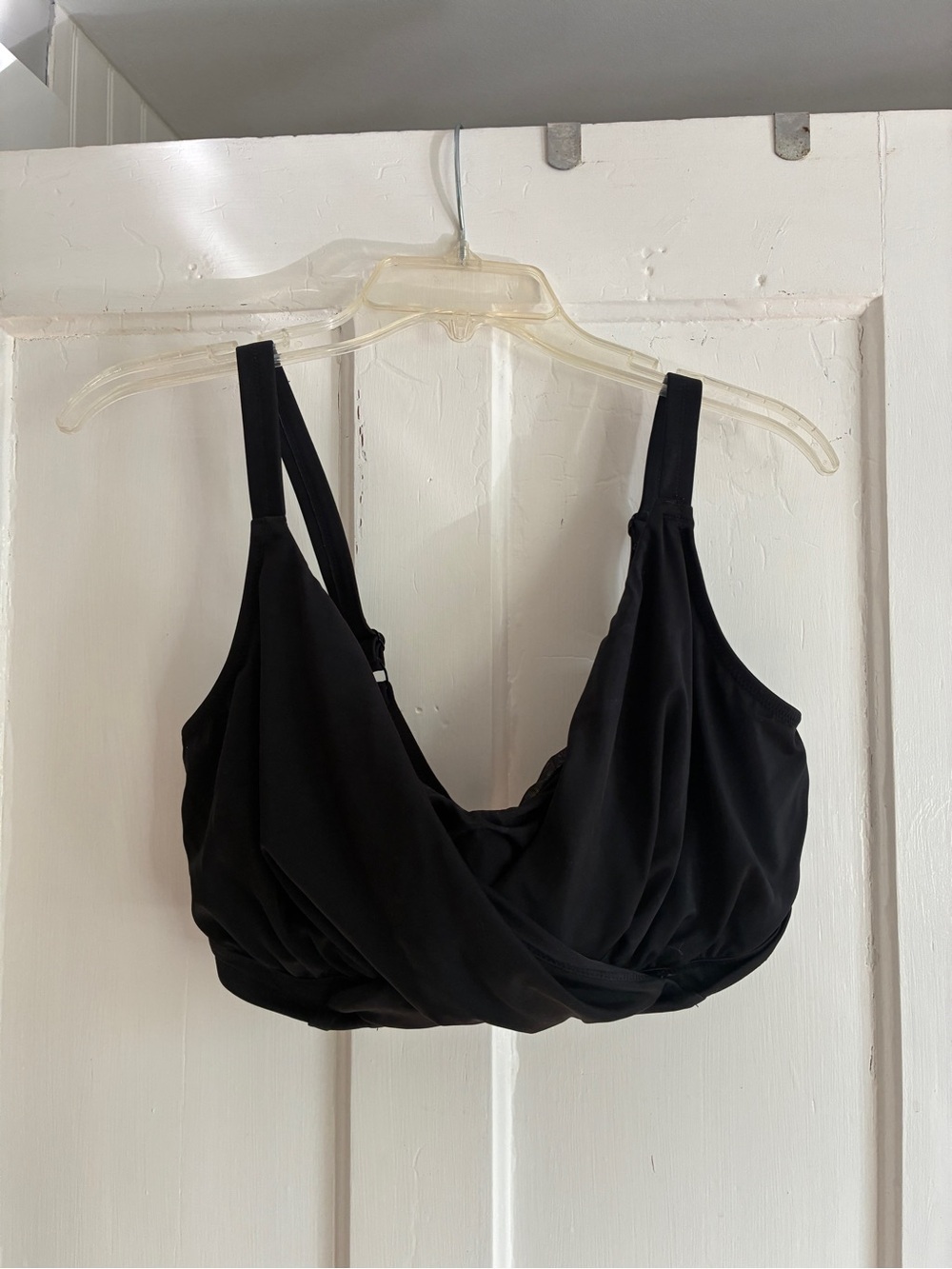 Elomi Black Swim Bikini Top with Draped Front